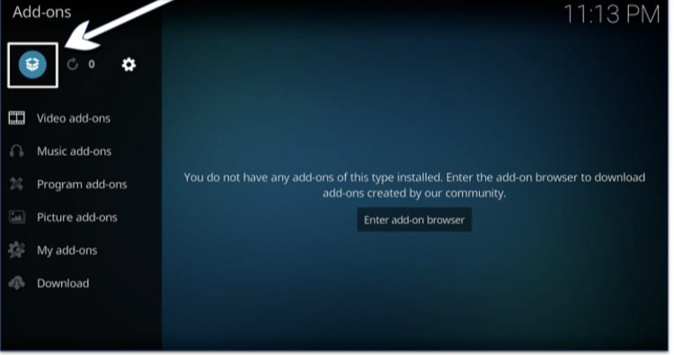 Screenshot of Kodi Add-ons