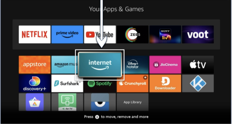 Screenshot of Silk browser icon on Firestick