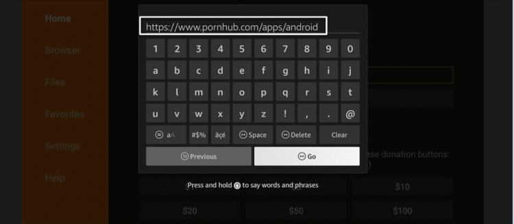 Screenshot showing how to input URL of the porn app you want to download