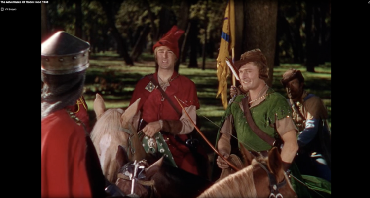 Screenshot showing the  1930s classic Robin Hood playing on Free Cinema Movies