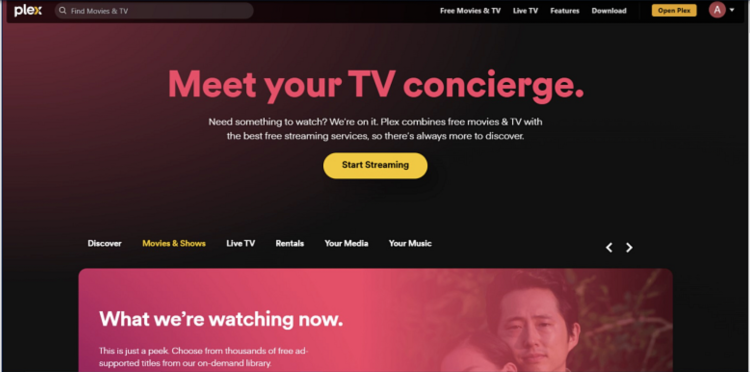 Screenshot of Plex's website homepage