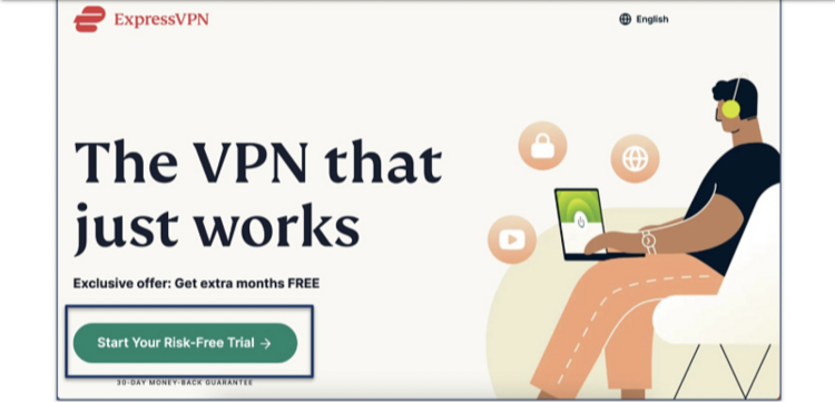 Screenshot of the ExpressVPN landing page