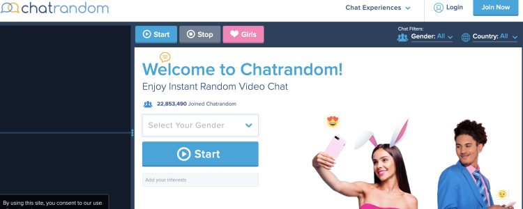 Screenshot of Chatrandom's homepage