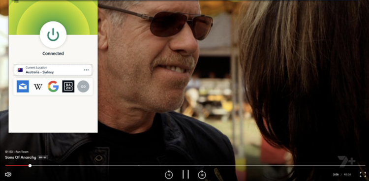 Screenshot of the Sons of Anarchy streaming on 7plus