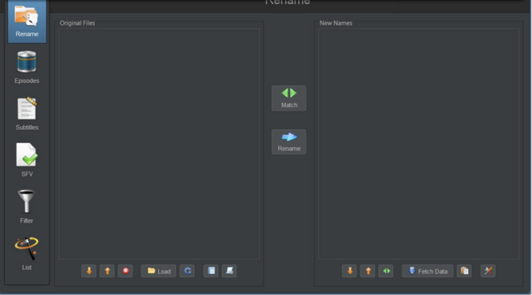 Screenshot der FileBot-Oberfläche auf Windows
