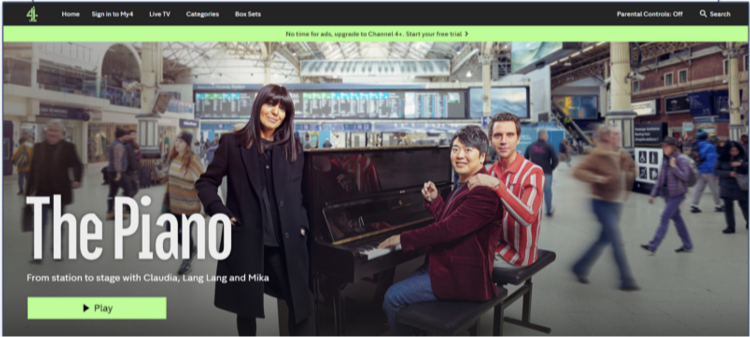 Screenshot of Channel 4 homepage