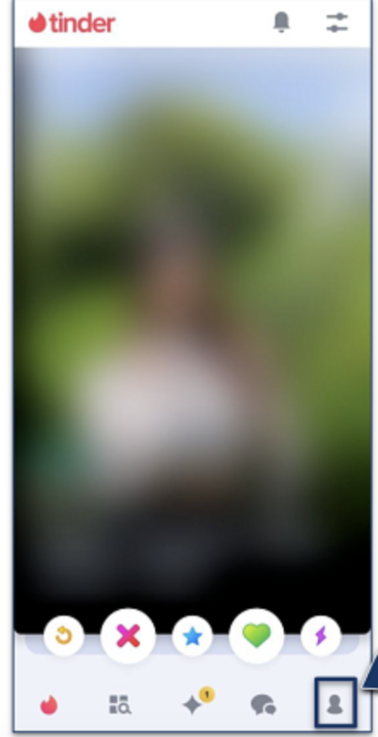 Screenshot of Tinder app interface