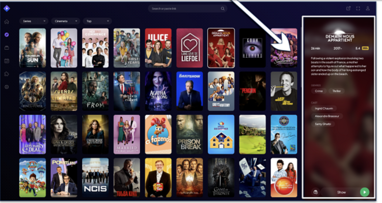 A screenshot showing Cinemeta addon working in Stremio