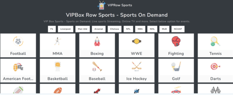 VIPRowSports homepage