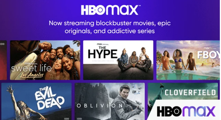 Homepage screenshot of HBO MAX with logo