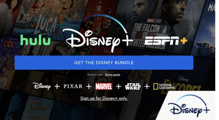 Homepage screenshot of Disney+ with logo