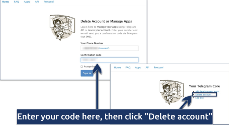 Without access to your Telegram account, you won't be able to sign in