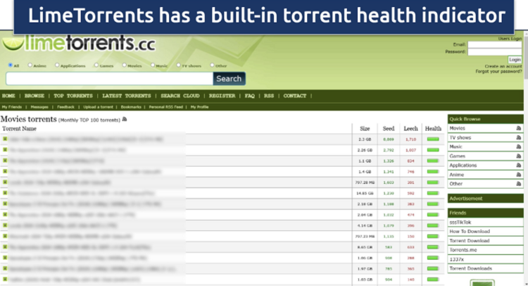 Popular movies have thousands of seeders for quick downloads