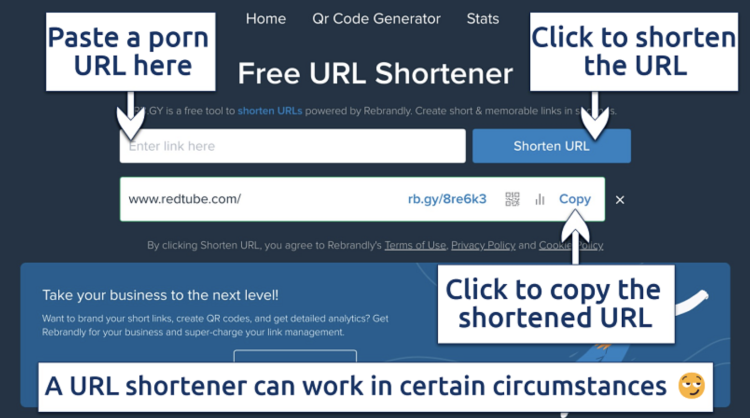 You can shorten the link to your porn site with just a couple of clicks