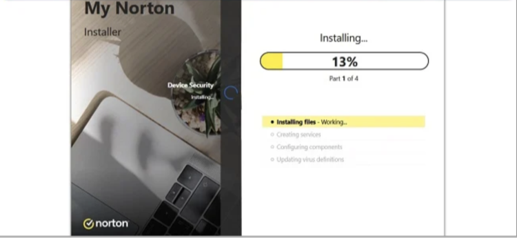 Screenshot of Norton's installation in progress