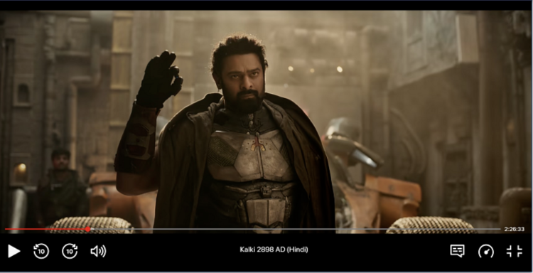 Screenshot of streaming Kalki 2898 AD on NetflixMost Hindi shows on Netflix have both Hindi and English subtitles
