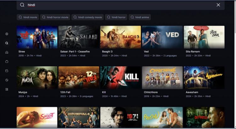Screenshot of streaming the Hotstar's search tool makes it easy to find what you want