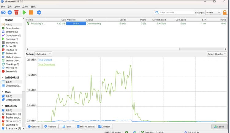 Screenshot of the qBittorrent Windows app