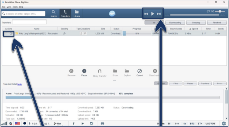 Screenshot of the FrostWire app on Windows