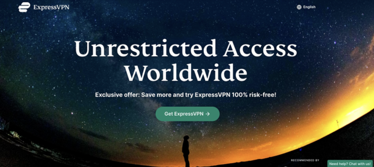 A screenshot ExpressVPN's website