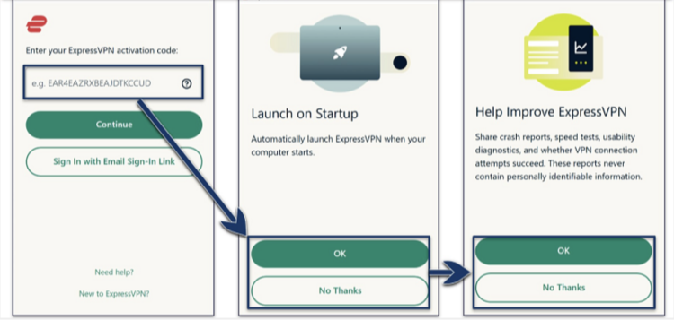 Screenshot of the ExpressVPN Windows app setup